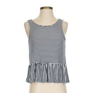 XS Anthropologie sunday in brooklyn tank top black and white stripe peplum